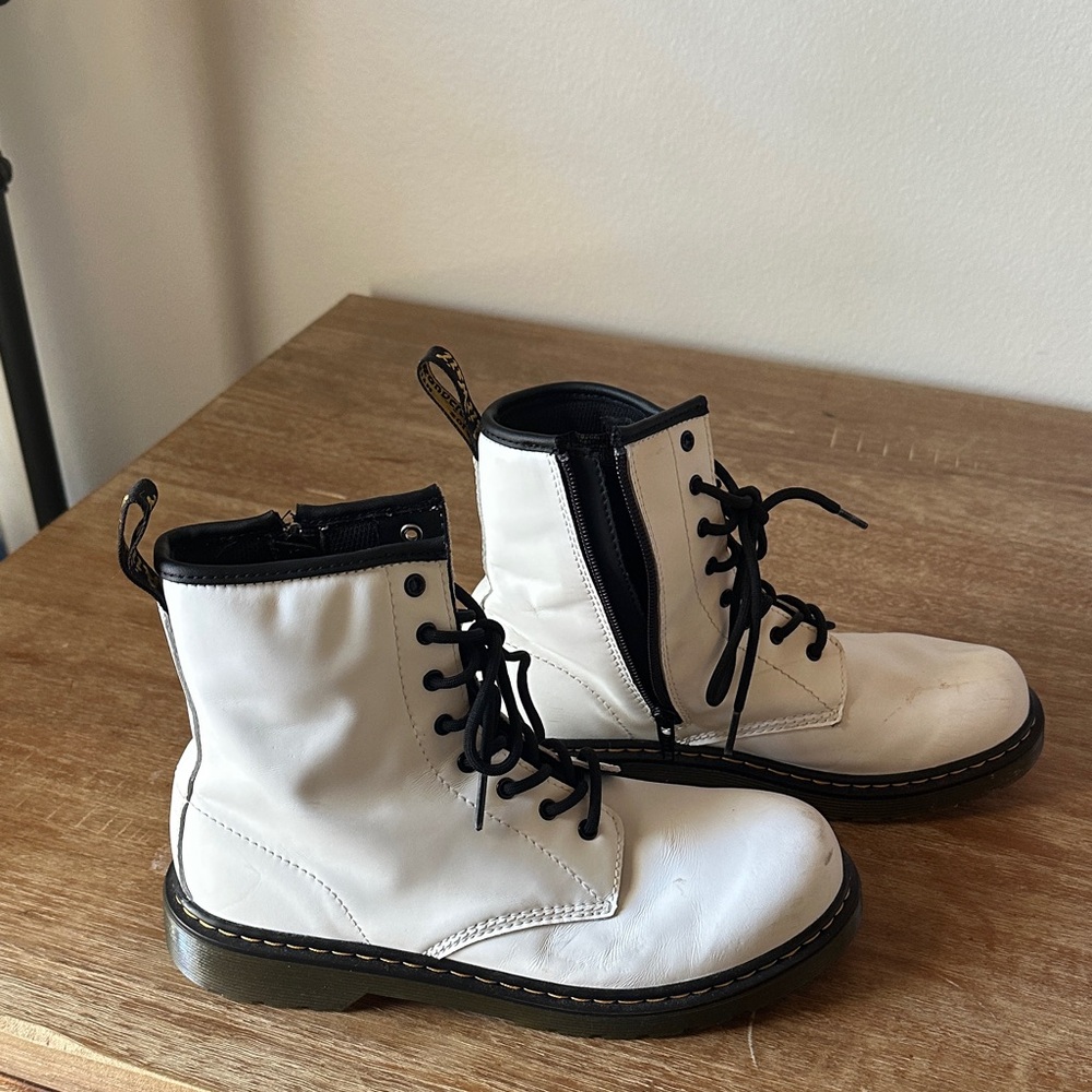 White Dr Marten Lace-Up and zip Boots with Black Details